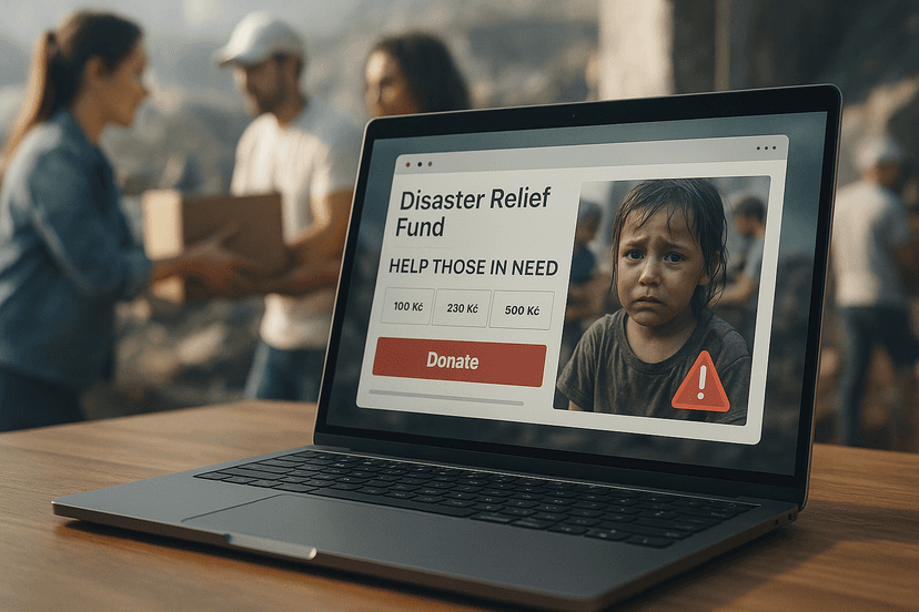 Falešné humanitární sbírky po kyberútocích: Jak útočníci zneužívají empatii lidí na sociálních sítích